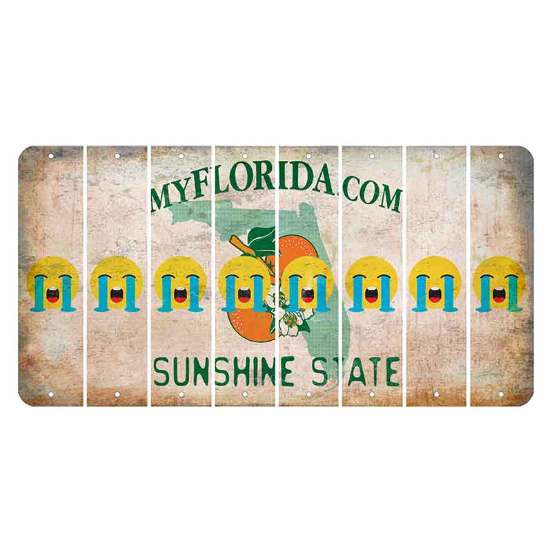 Florida Orange Blossom Cut License Plate Strips (Set of 8) Emoji - Crying