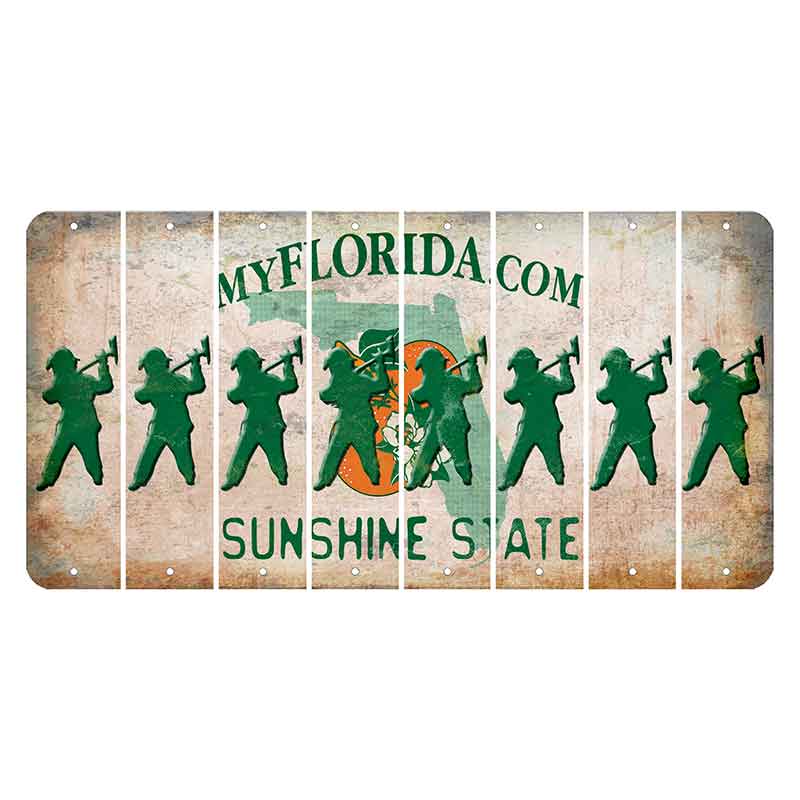 Florida Orange Blossom Cut License Plate Strips (Set of 8) Fireman with Axe