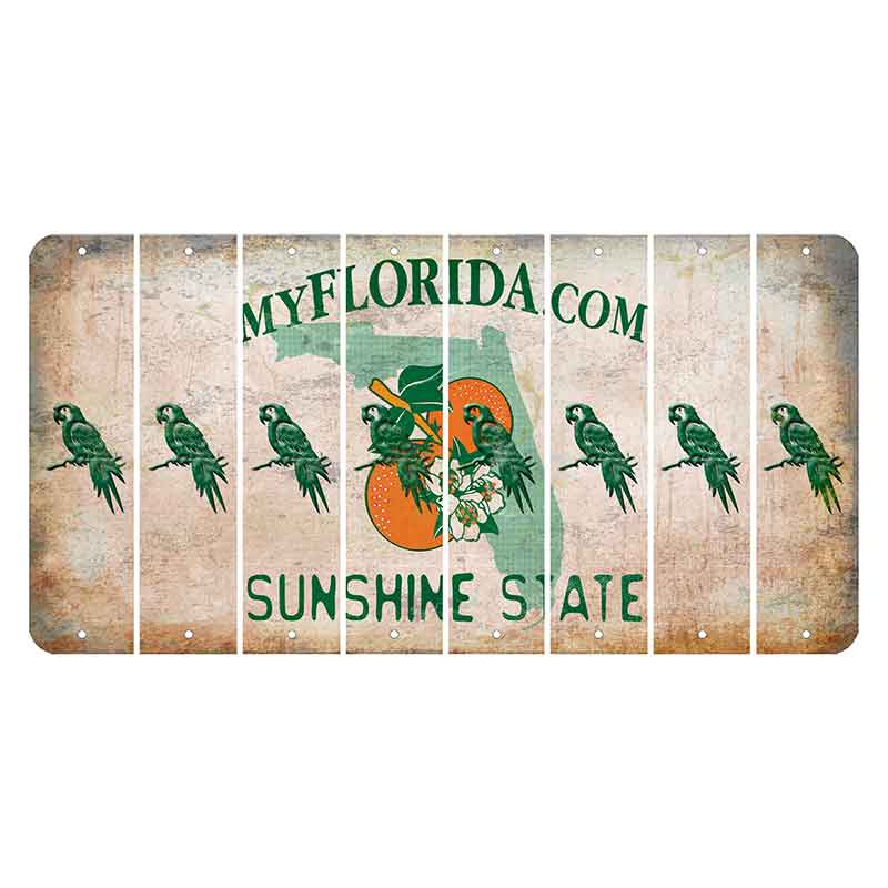 Florida Orange Blossom Cut License Plate Strips (Set of 8) Parrot