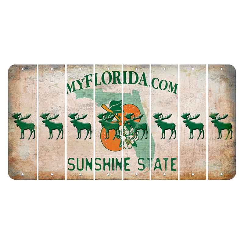 Florida Orange Blossom Cut License Plate Strips (Set of 8) Moose