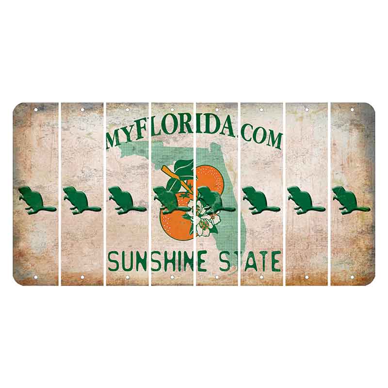 Florida Orange Blossom Cut License Plate Strips (Set of 8) Beaver