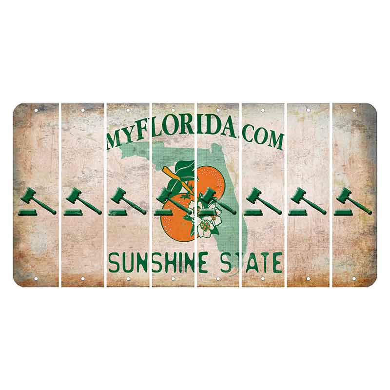Florida Orange Blossom Cut License Plate Strips (Set of 8) Gavel