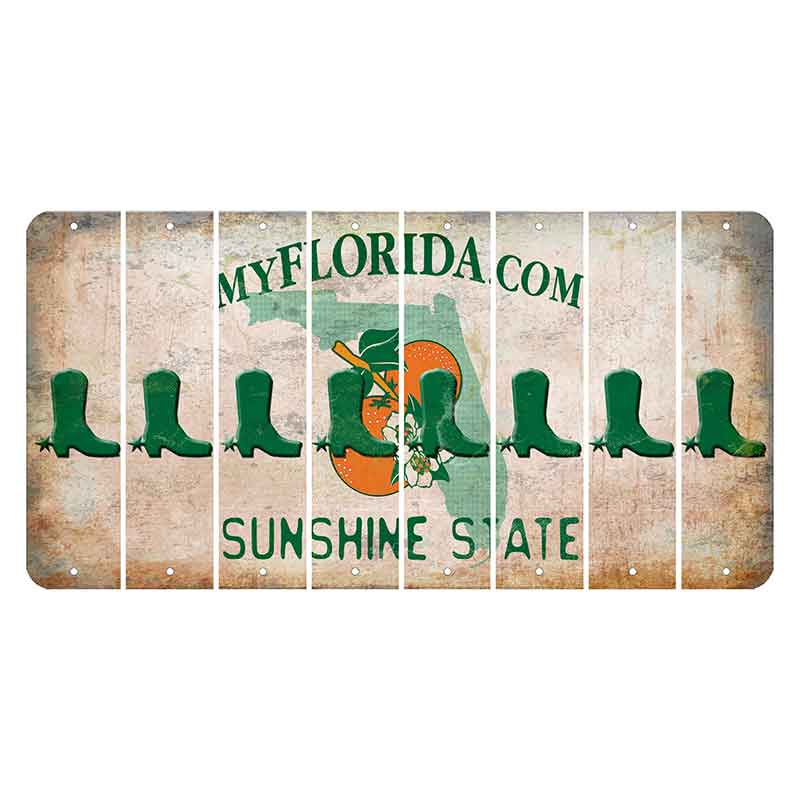 Florida Orange Blossom Cut License Plate Strips (Set of 8) Cowboy Boot