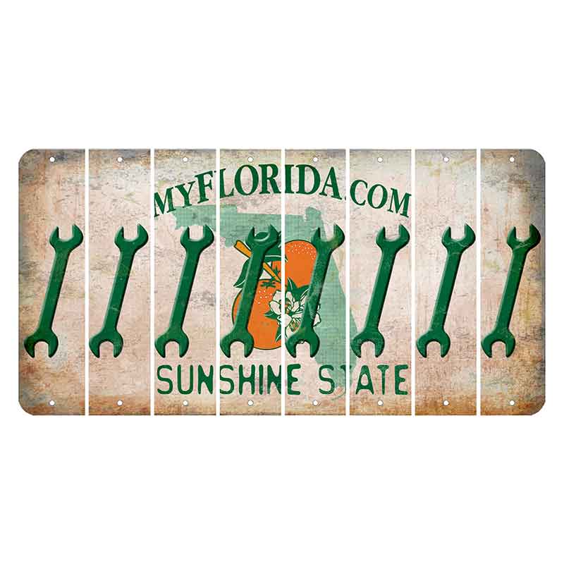 Florida Orange Blossom Cut License Plate Strips (Set of 8) Wrench