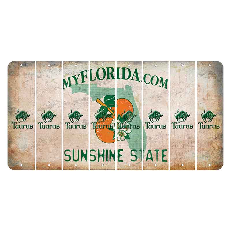 Florida Orange Blossom Cut License Plate Strips (Set of 8) Zodiac Sign - Taurus