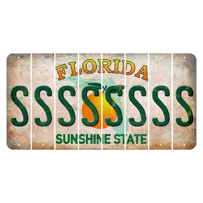 Florida Citrus Orange Cut License Plate Strips (Set of 8)