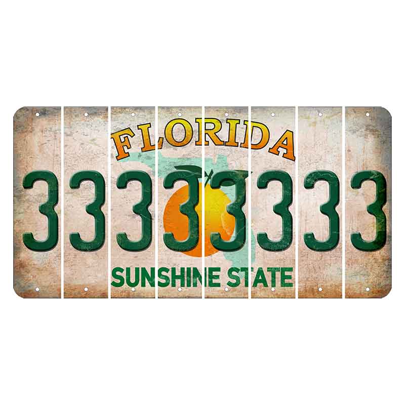 Florida Citrus Orange Cut License Plate Strips (Set of 8)