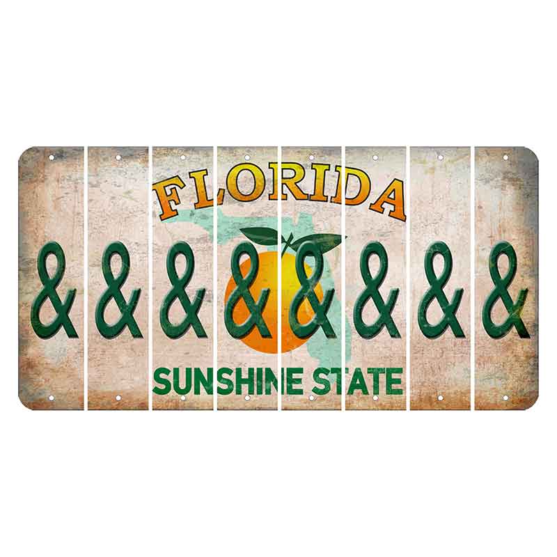 Florida Citrus Orange Cut License Plate Strips (Set of 8) And Sign