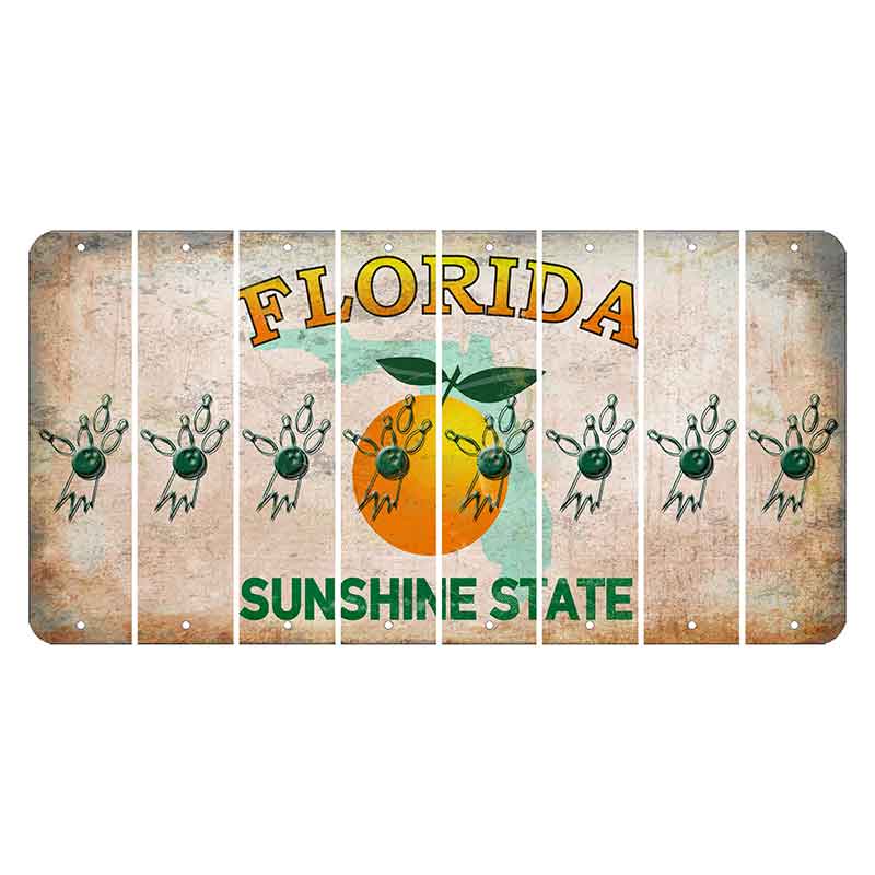 Florida Citrus Orange Cut License Plate Strips (Set of 8) Bowling