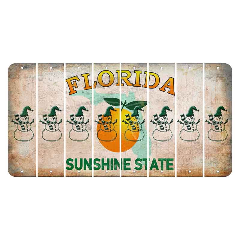 Florida Citrus Orange Cut License Plate Strips (Set of 8) Snowman