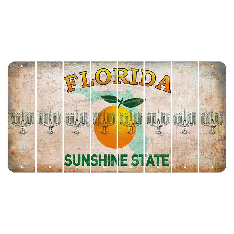 Florida Citrus Orange Cut License Plate Strips (Set of 8) Menorah