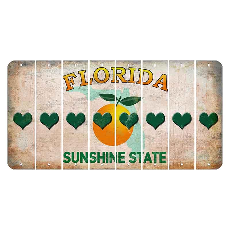 Florida Citrus Orange Cut License Plate Strips (Set of 8) Heart