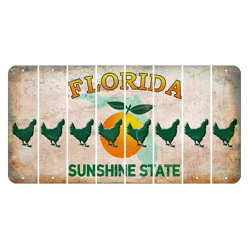 Florida Citrus Orange Cut License Plate Strips (Set of 8) Chicken