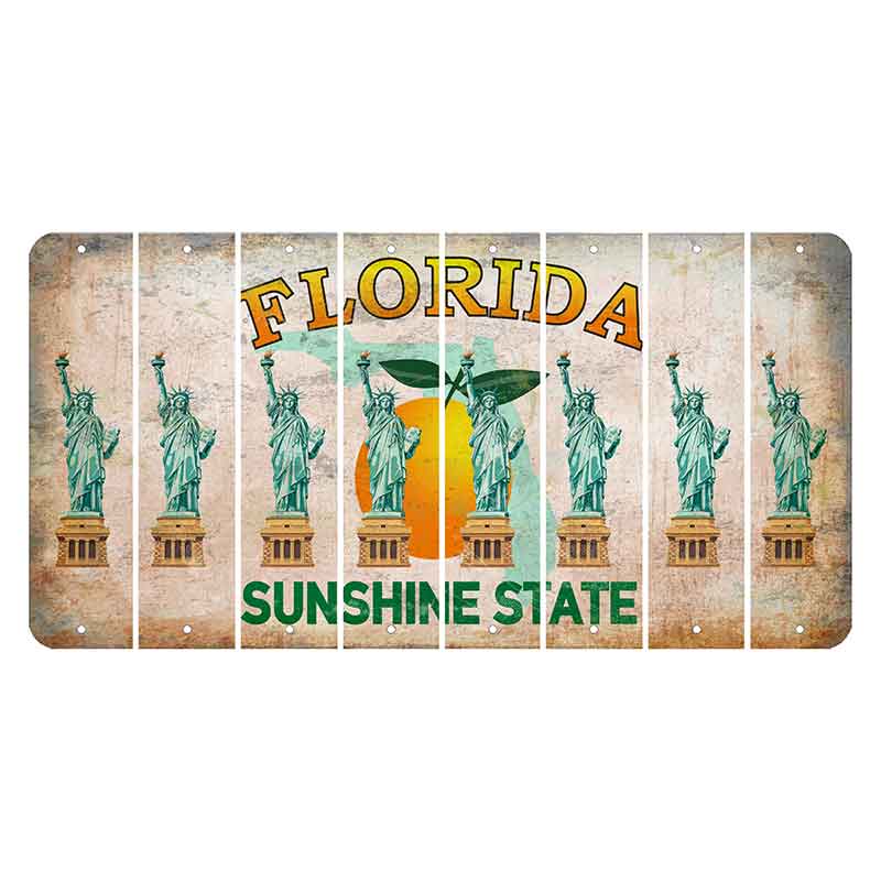 Florida Citrus Orange Cut License Plate Strips (Set of 8) Statue of Liberty