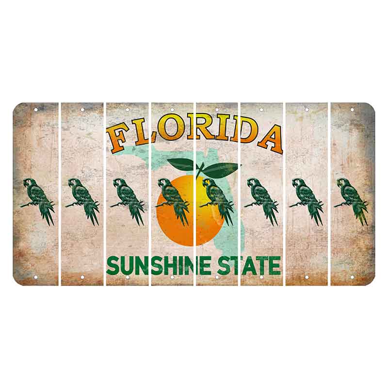 Florida Citrus Orange Cut License Plate Strips (Set of 8) Parrot