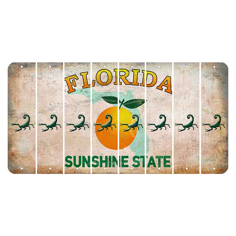 Florida Citrus Orange Cut License Plate Strips (Set of 8) Scorpion