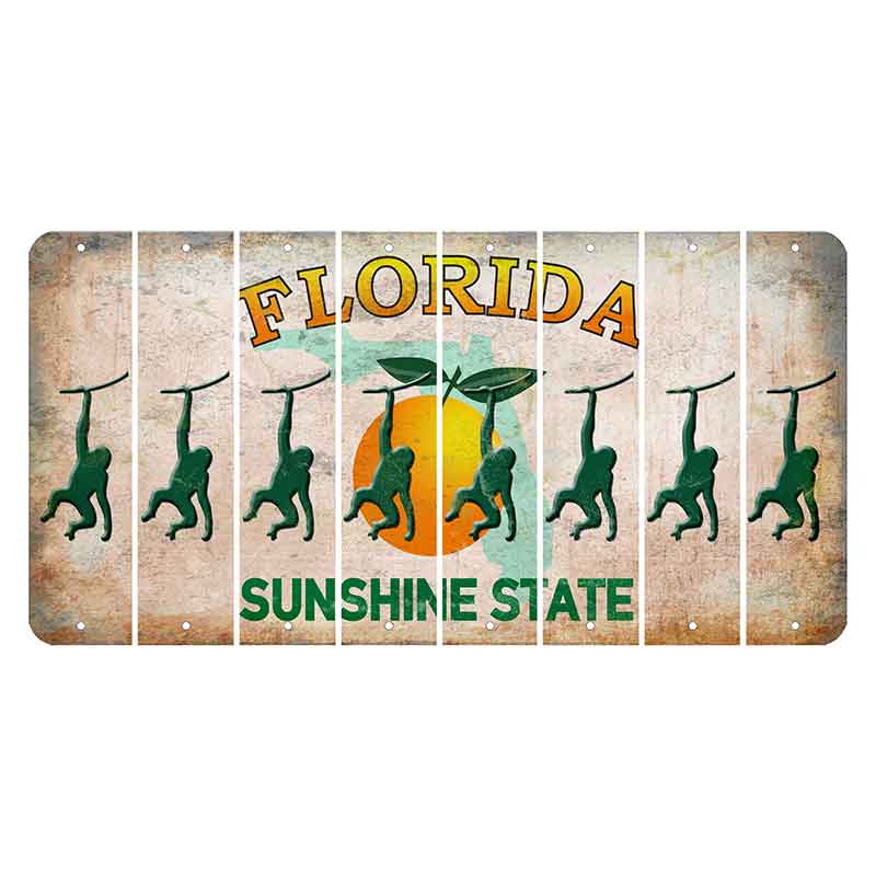 Florida Citrus Orange Cut License Plate Strips (Set of 8) Monkey
