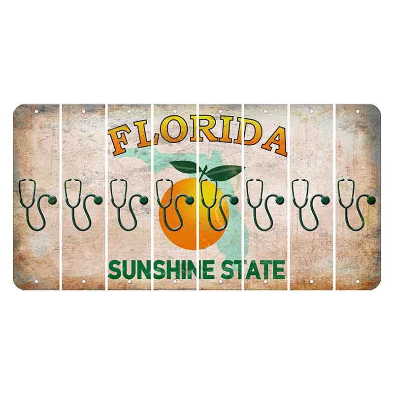 Florida Citrus Orange Cut License Plate Strips (Set of 8) Stethoscope