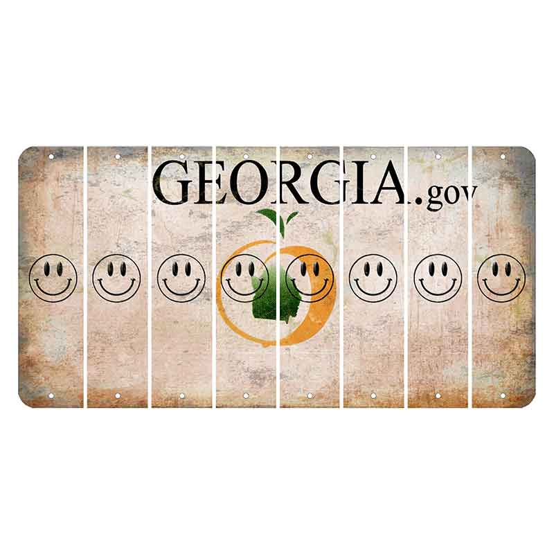Georgia.gov Cut License Plate Strips (Set of 8) Smiley Face