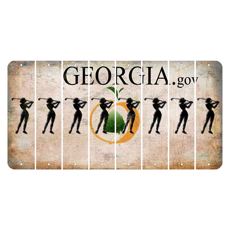 Georgia.gov Cut License Plate Strips (Set of 8) Female Golfer