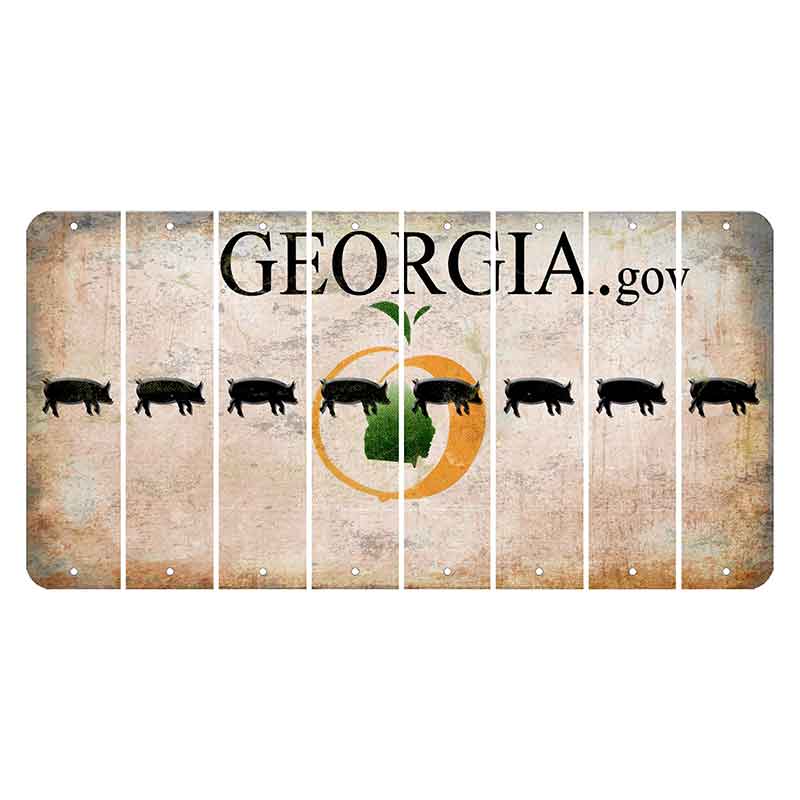 Georgia.gov Cut License Plate Strips (Set of 8) Pig