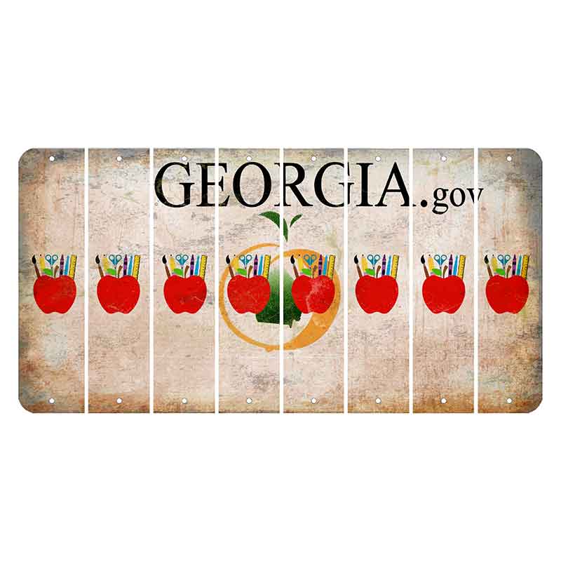 Georgia.gov Cut License Plate Strips (Set of 8) Teacher Apple
