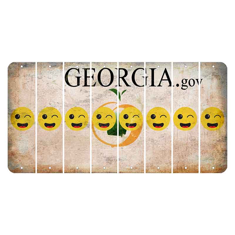 Georgia.gov Cut License Plate Strips (Set of 8) Emoji - Winking