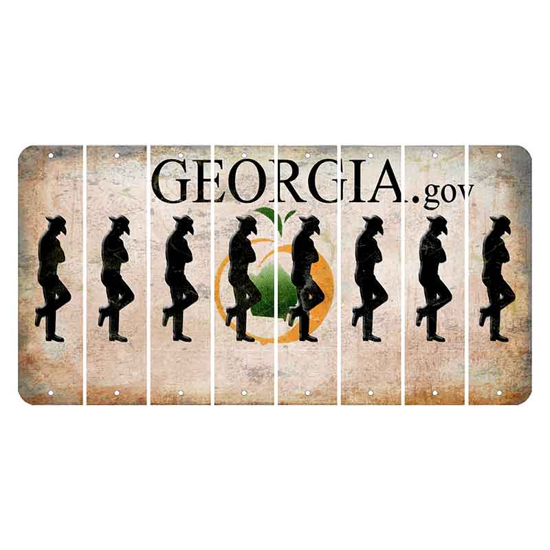Georgia.gov Cut License Plate Strips (Set of 8) Cowboy - Leaning