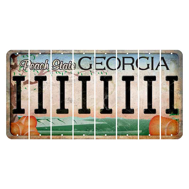 Georgia Peach State Cut License Plate Strips (Set of 8)