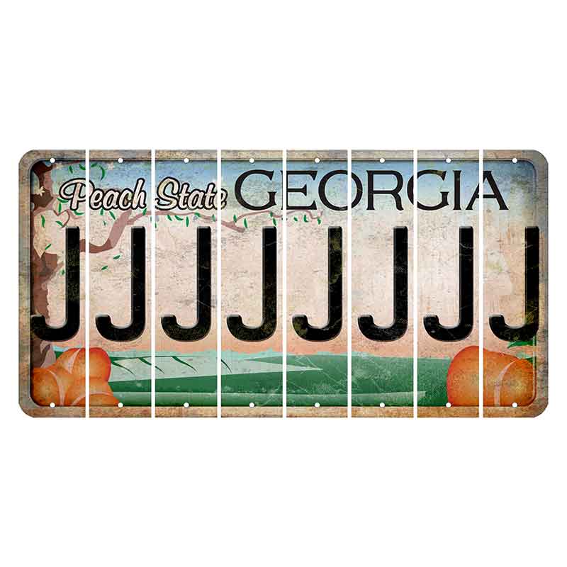 Georgia Peach State Cut License Plate Strips (Set of 8)