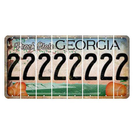 Georgia Peach State Cut License Plate Strips (Set of 8)