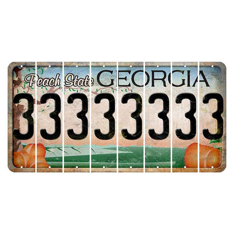 Georgia Peach State Cut License Plate Strips (Set of 8)