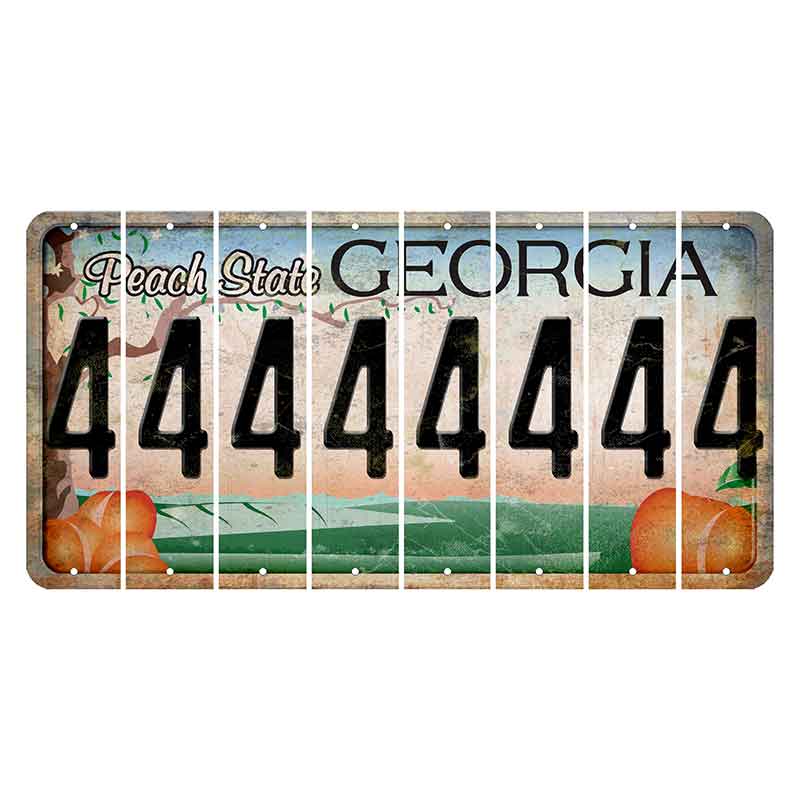 Georgia Peach State Cut License Plate Strips (Set of 8)