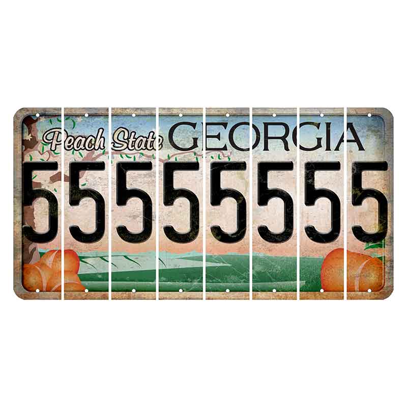 Georgia Peach State Cut License Plate Strips (Set of 8)