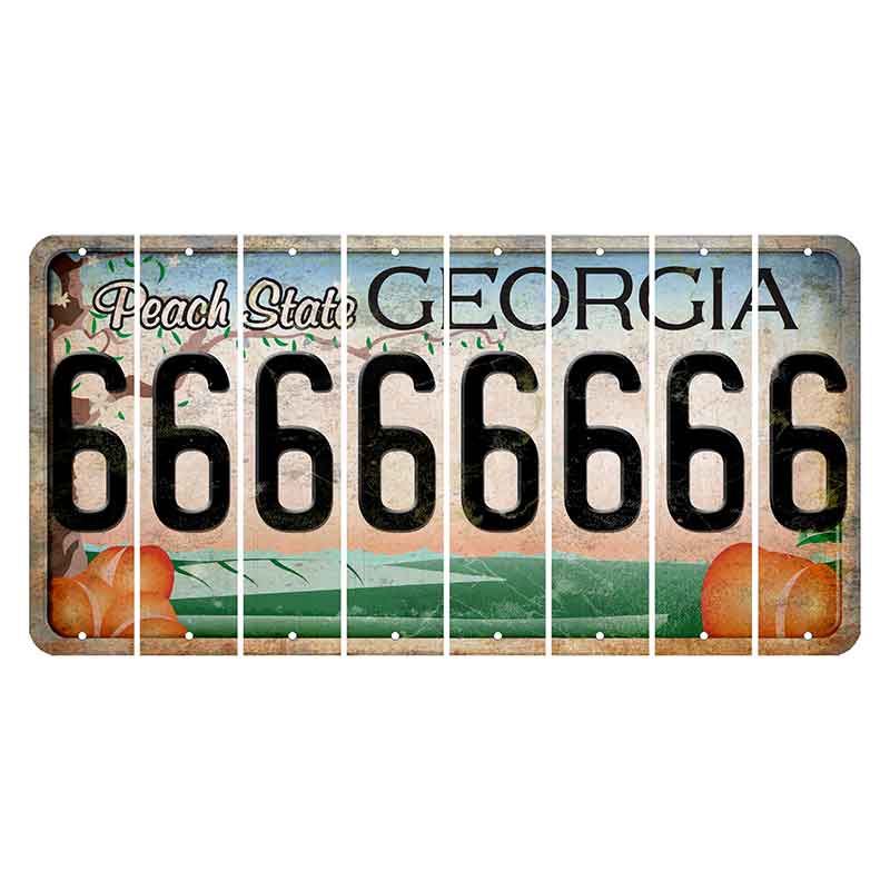 Georgia Peach State Cut License Plate Strips (Set of 8)