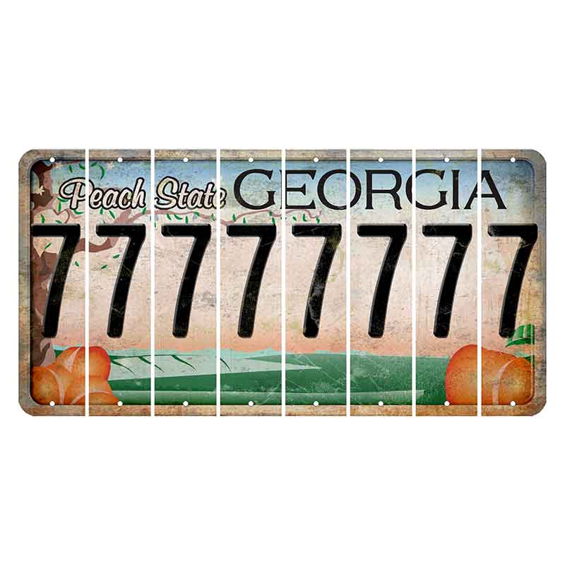 Georgia Peach State Cut License Plate Strips (Set of 8)