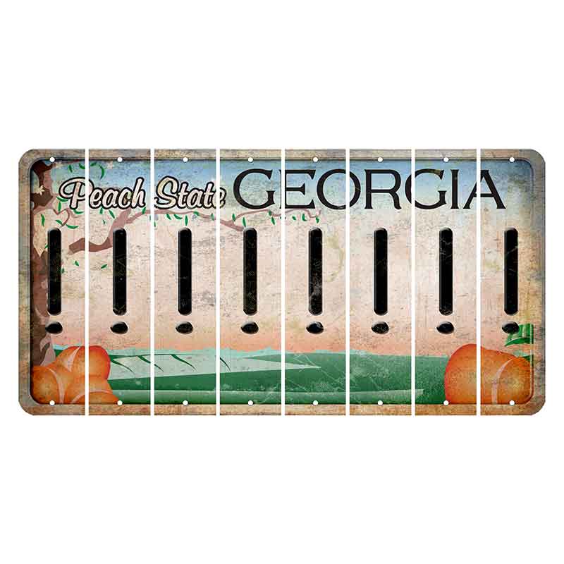 Georgia Peach State Cut License Plate Strips (Set of 8) Exclamation Point