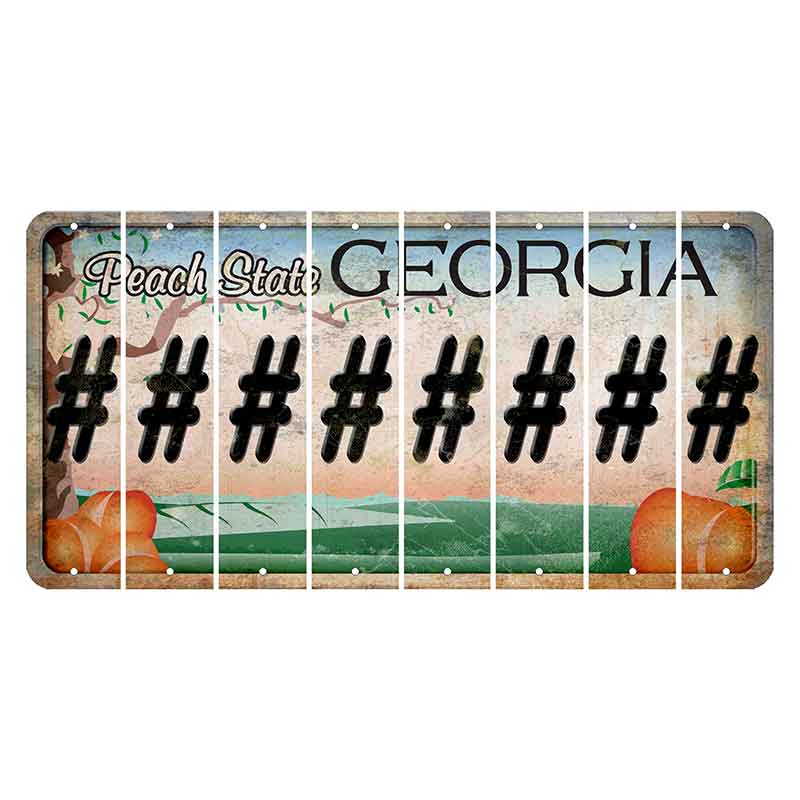 Georgia Peach State Cut License Plate Strips (Set of 8)