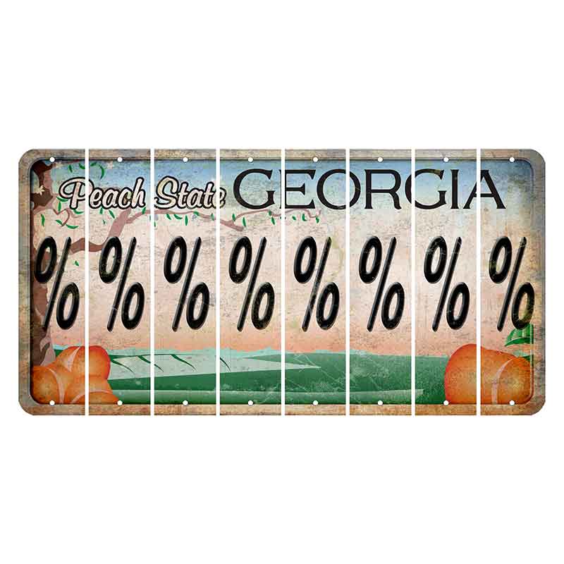 Georgia Peach State Cut License Plate Strips (Set of 8) Percent Sign