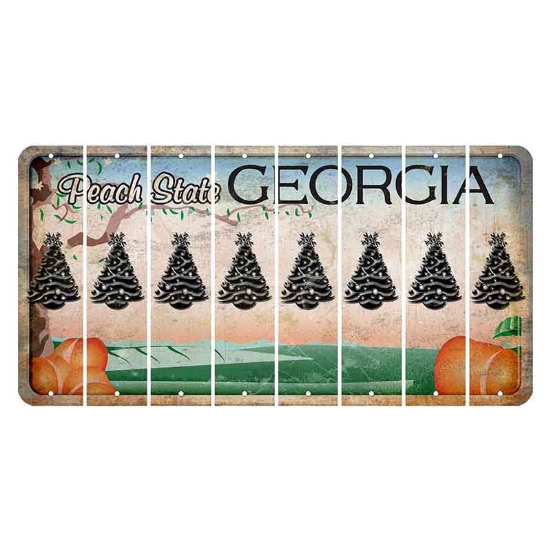 Georgia Peach State Cut License Plate Strips (Set of 8) Christmas Tree