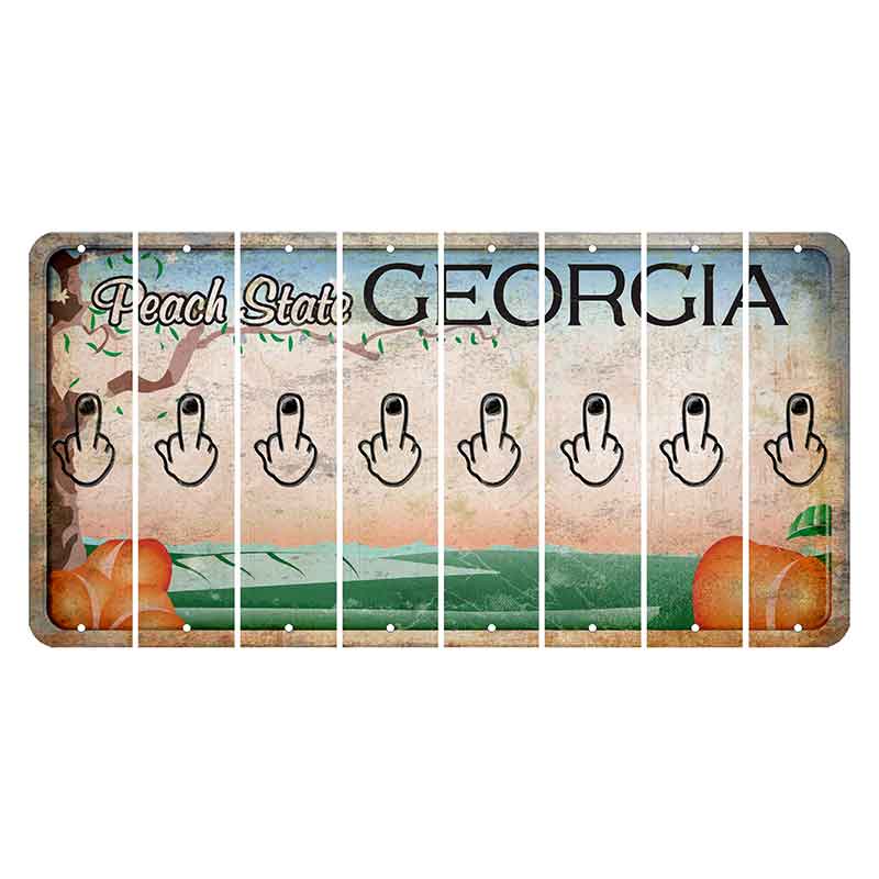 Georgia Peach State Cut License Plate Strips (Set of 8) Middle Finger