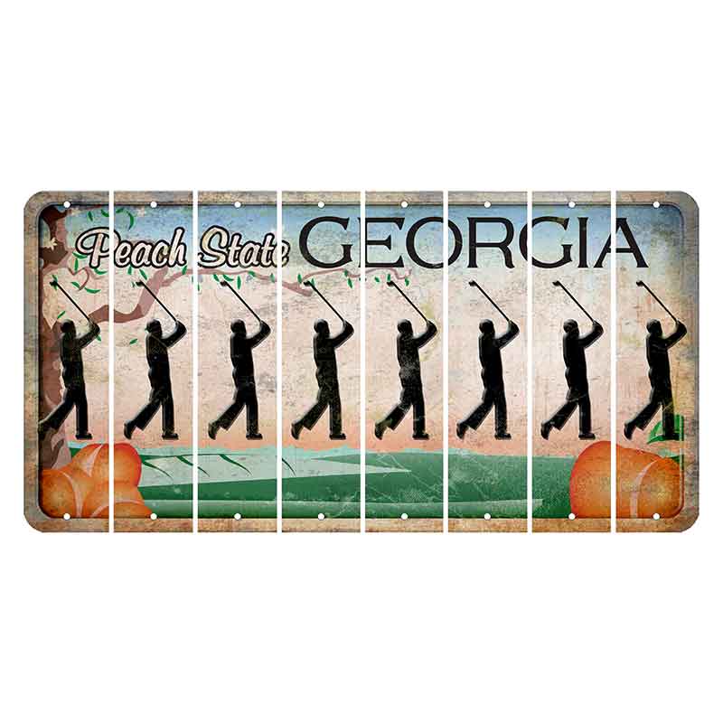 Georgia Peach State Cut License Plate Strips (Set of 8) Male Golfer