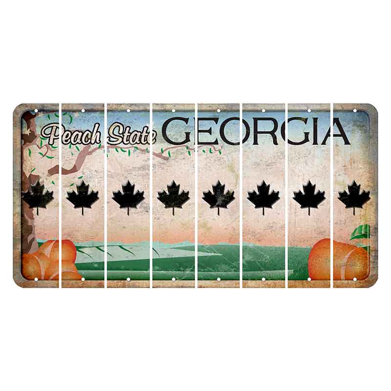 Georgia Peach State Cut License Plate Strips (Set of 8) Maple Leaf