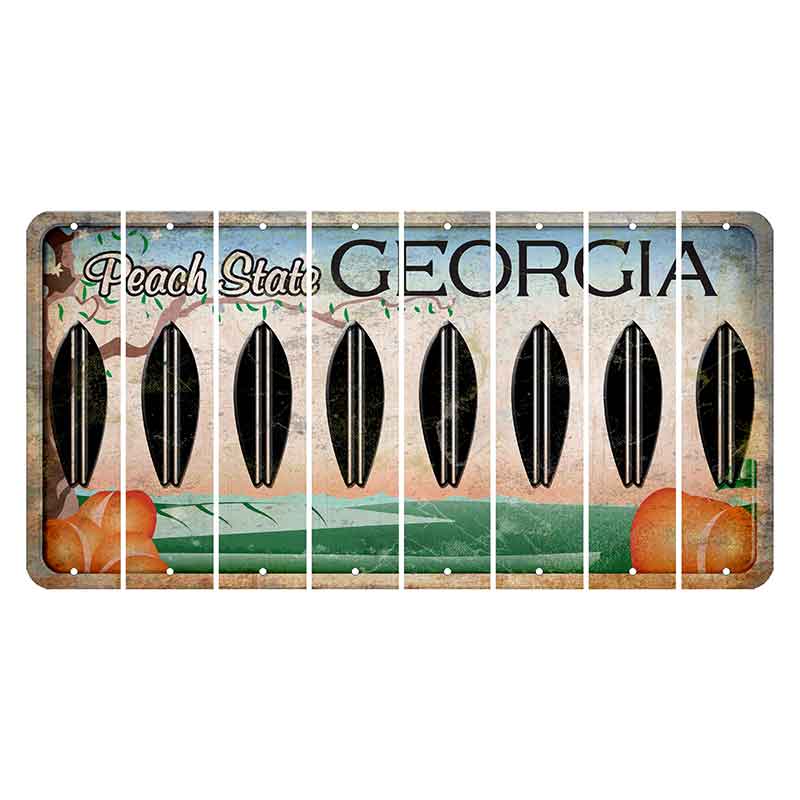 Georgia Peach State Cut License Plate Strips (Set of 8) Surfboard