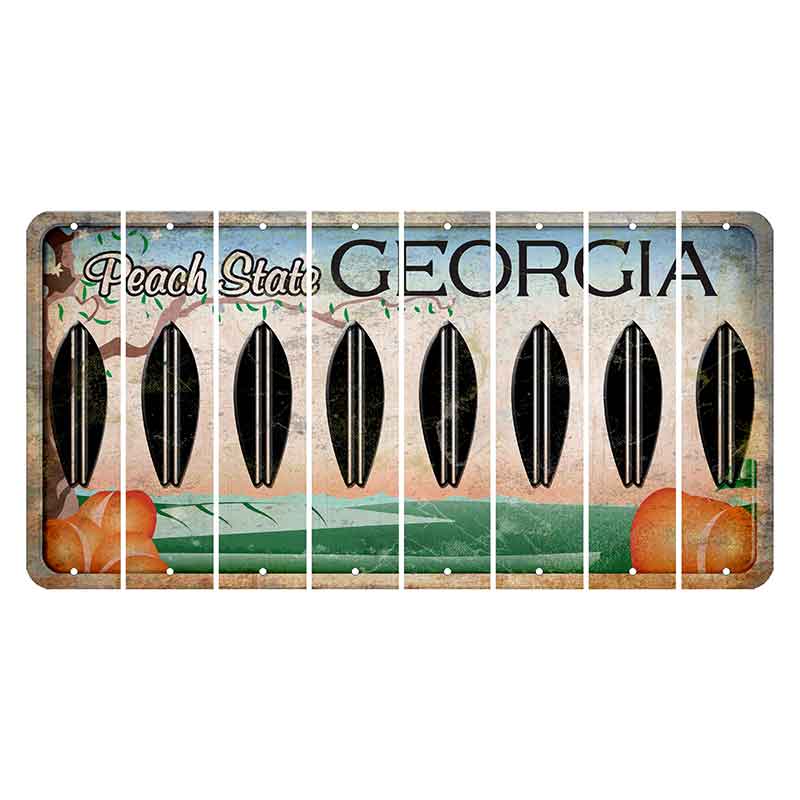 Georgia Peach State Cut License Plate Strips (Set of 8)