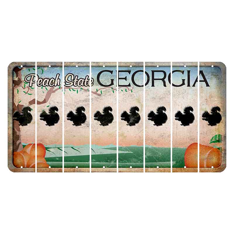 Georgia Peach State Cut License Plate Strips (Set of 8) Squirrel