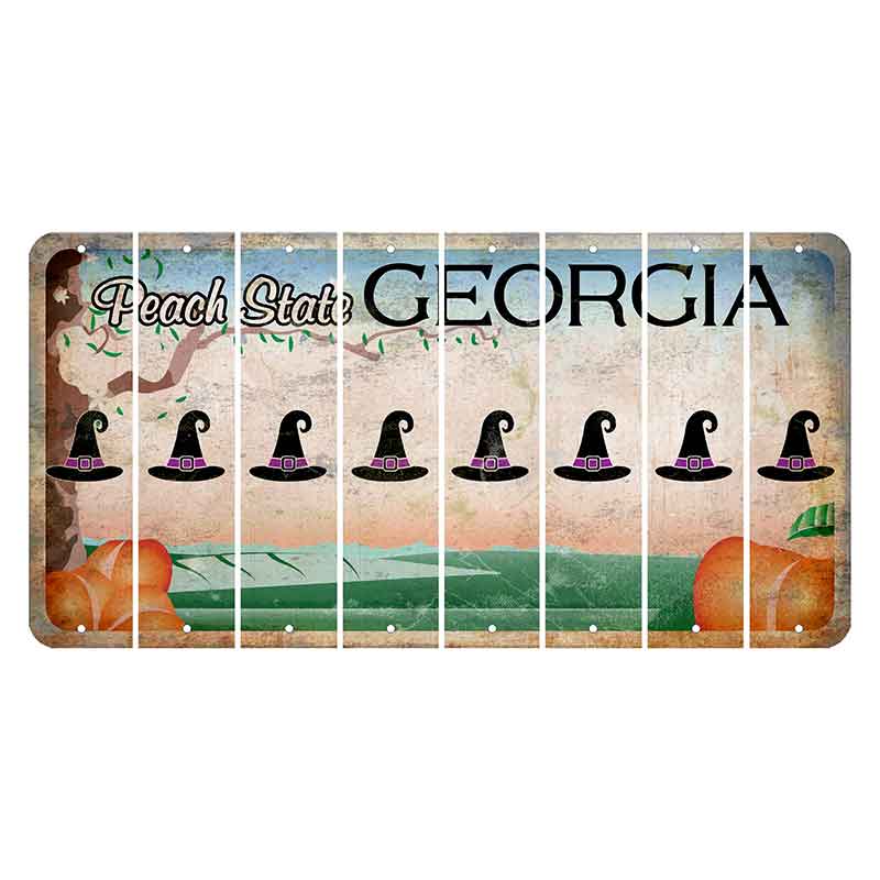 Georgia Peach State Cut License Plate Strips (Set of 8) Witches Hat