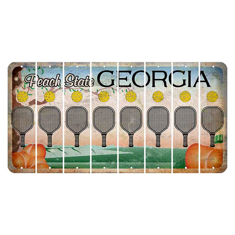 Georgia Peach State Cut License Plate Strips (Set of 8) Pickleball