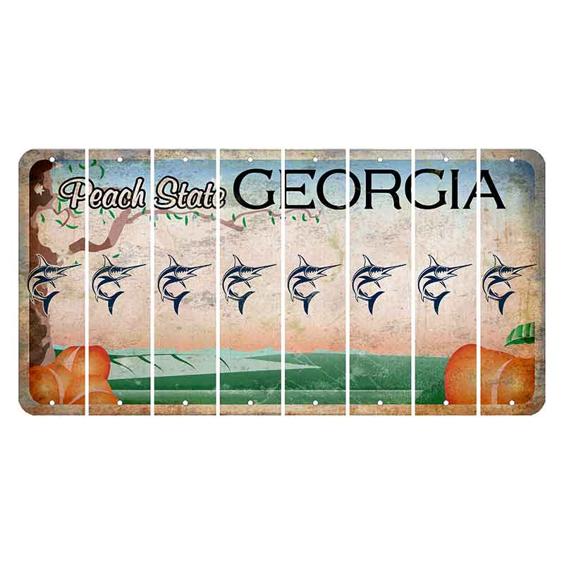 Georgia Peach State Cut License Plate Strips (Set of 8) Swordfish