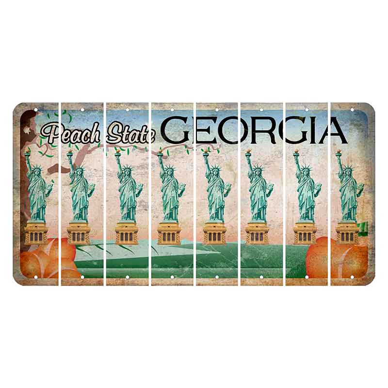 Georgia Peach State Cut License Plate Strips (Set of 8) Statue of Liberty